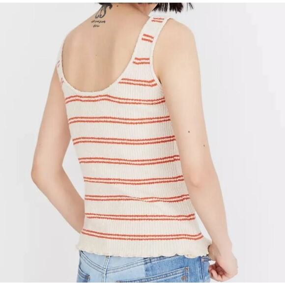 Madewell Kingston Button-Front Cream Striped Sweater Tank Top Size Medium - Picture 2 of 9